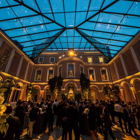 Hertford House courtyard with guests at a drinks reception