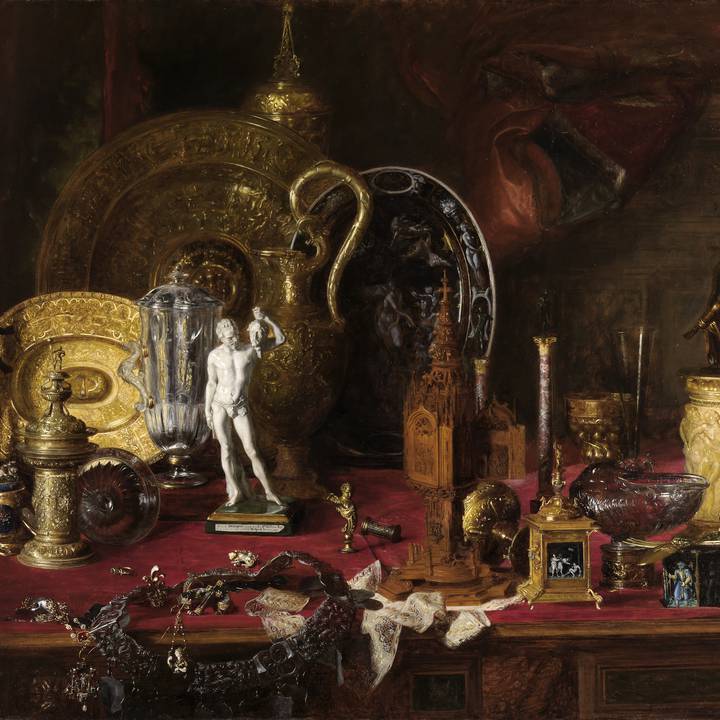Painting depicting various objects from Sir Richard Wallace's collection