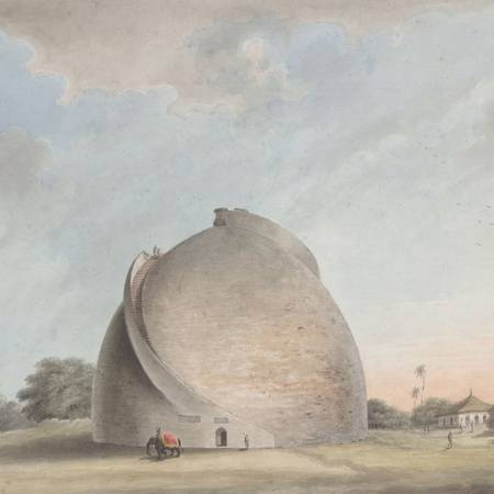 A painting of a domed building