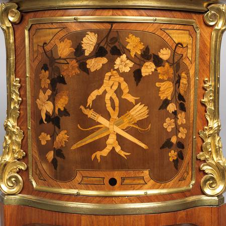 A detail of the marquetry on an eighteenth-century work-table