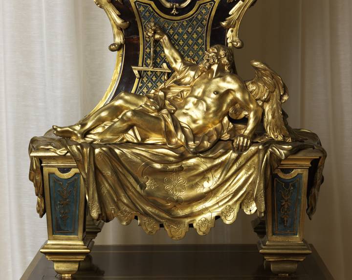 Detail, Attributed to André-Charles Boulle, Pedastal Clock, about 1720-25 (F43).