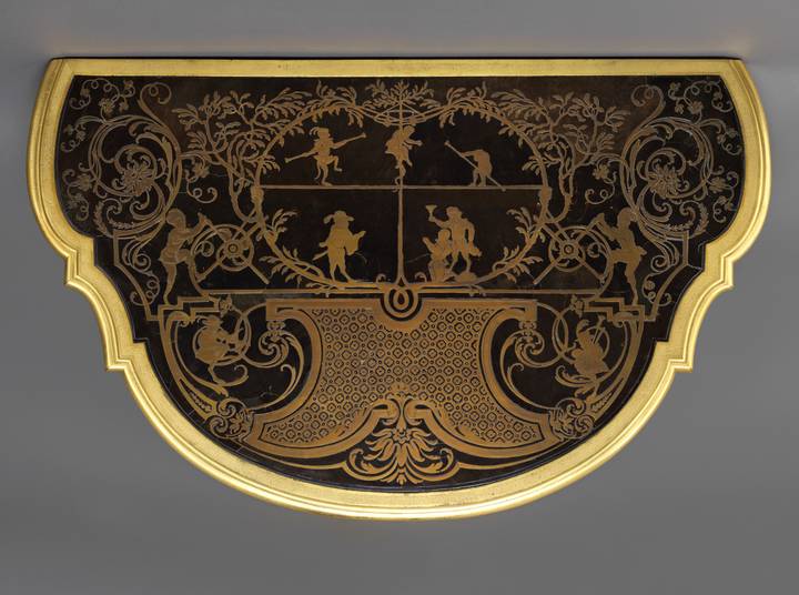 The tabletop, decorated with marquetry. Console table (F56).