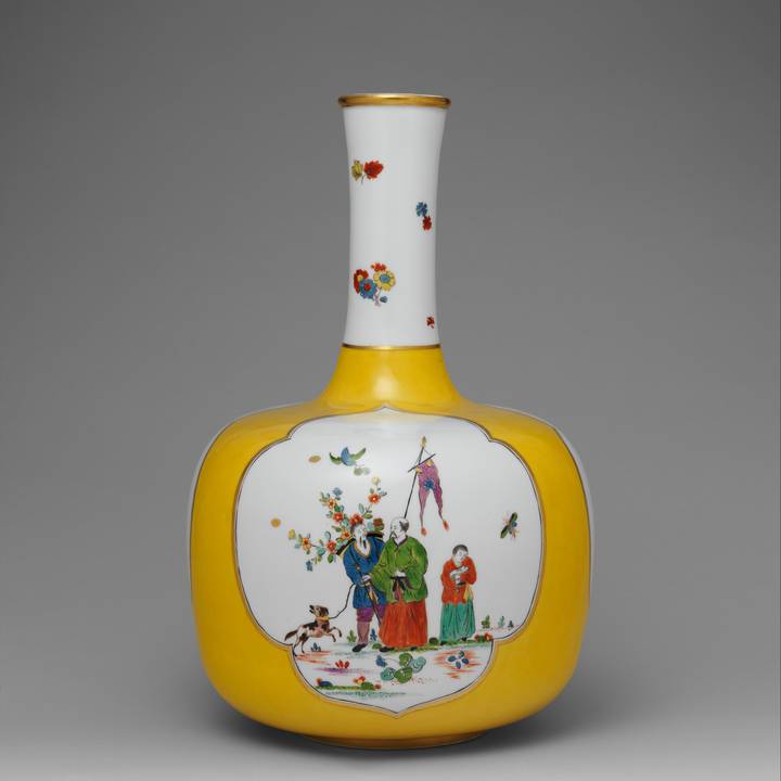 Meissen yellow porcelain vase