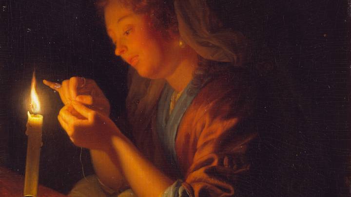 Girl Threading a Needle by Candlelight (painting)