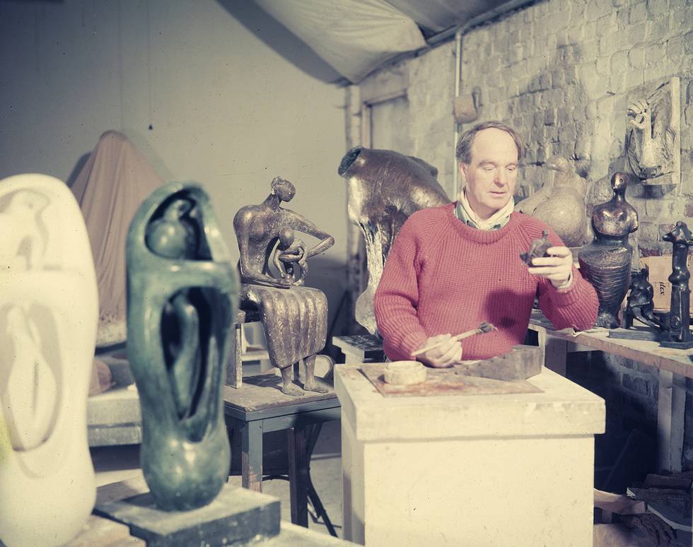Henry Moore in his studio in Perry Green, c.1956..jpg