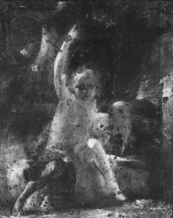 An X-ray showing how the landscape behind the figure was originally more open. Joshua Reynolds, St John the Baptist in the Wilderness, after 1776. The Wallace Collection (P48).