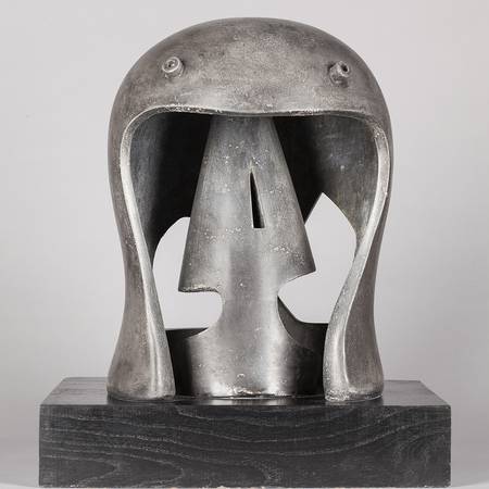 An image of a helmet sculpture
