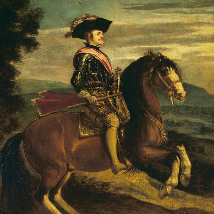 Seventeenth-century painting of an armoured man on a horse