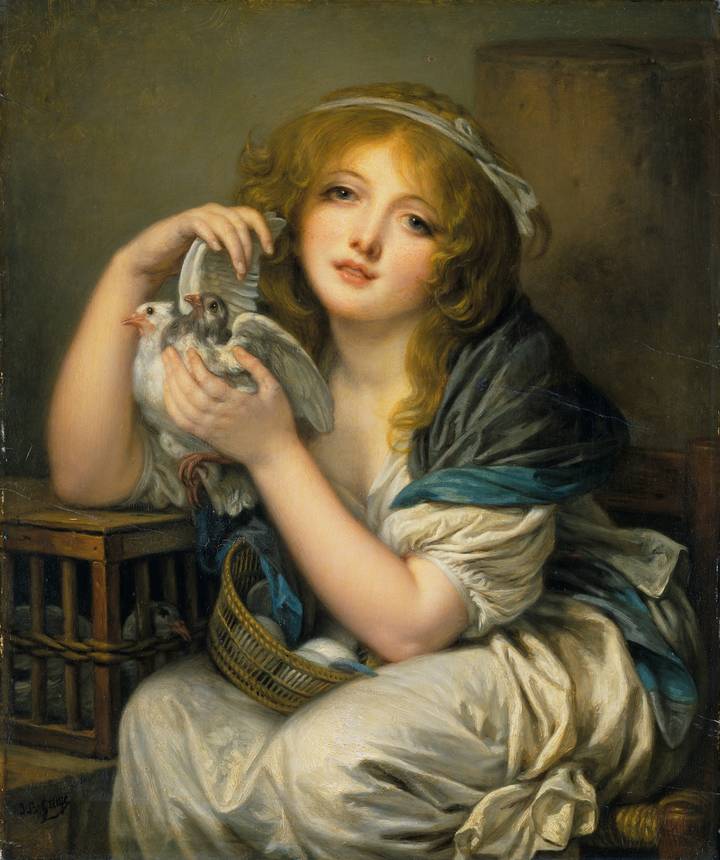 Jean-Baptiste Greuze, Woman with Doves, 1799–1800. The Wallace Collection (P428).