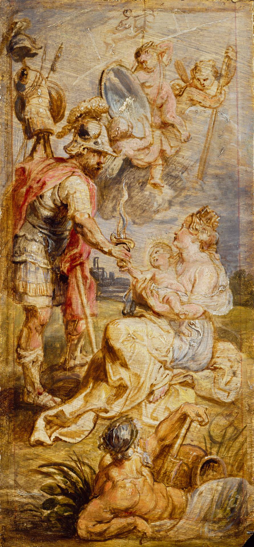 An oil sketch showing the birth of Henri IV