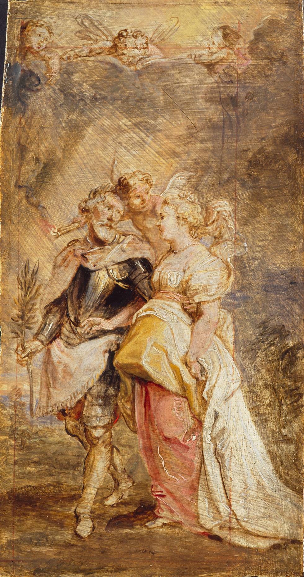 An oil sketch showing the union of Henri IV and Marie de Médicis