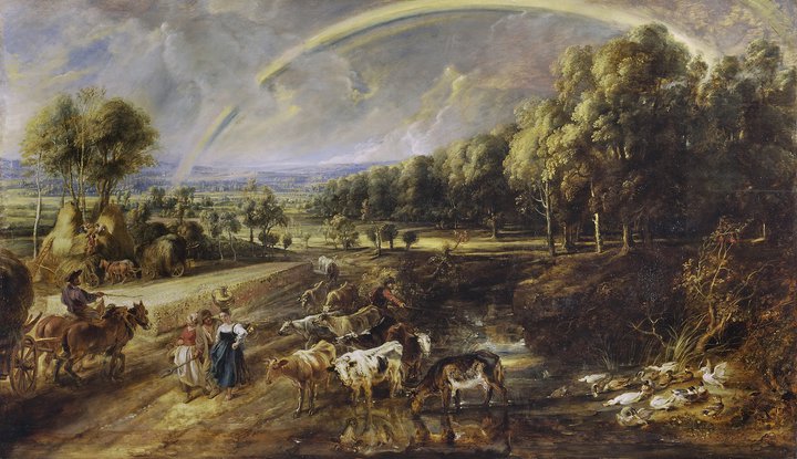 Peter Paul Rubens, The Rainbow Landscape, c. 1636. Oil on oak panel, 137 x 233.5 cm. The Wallace Collection (P63).