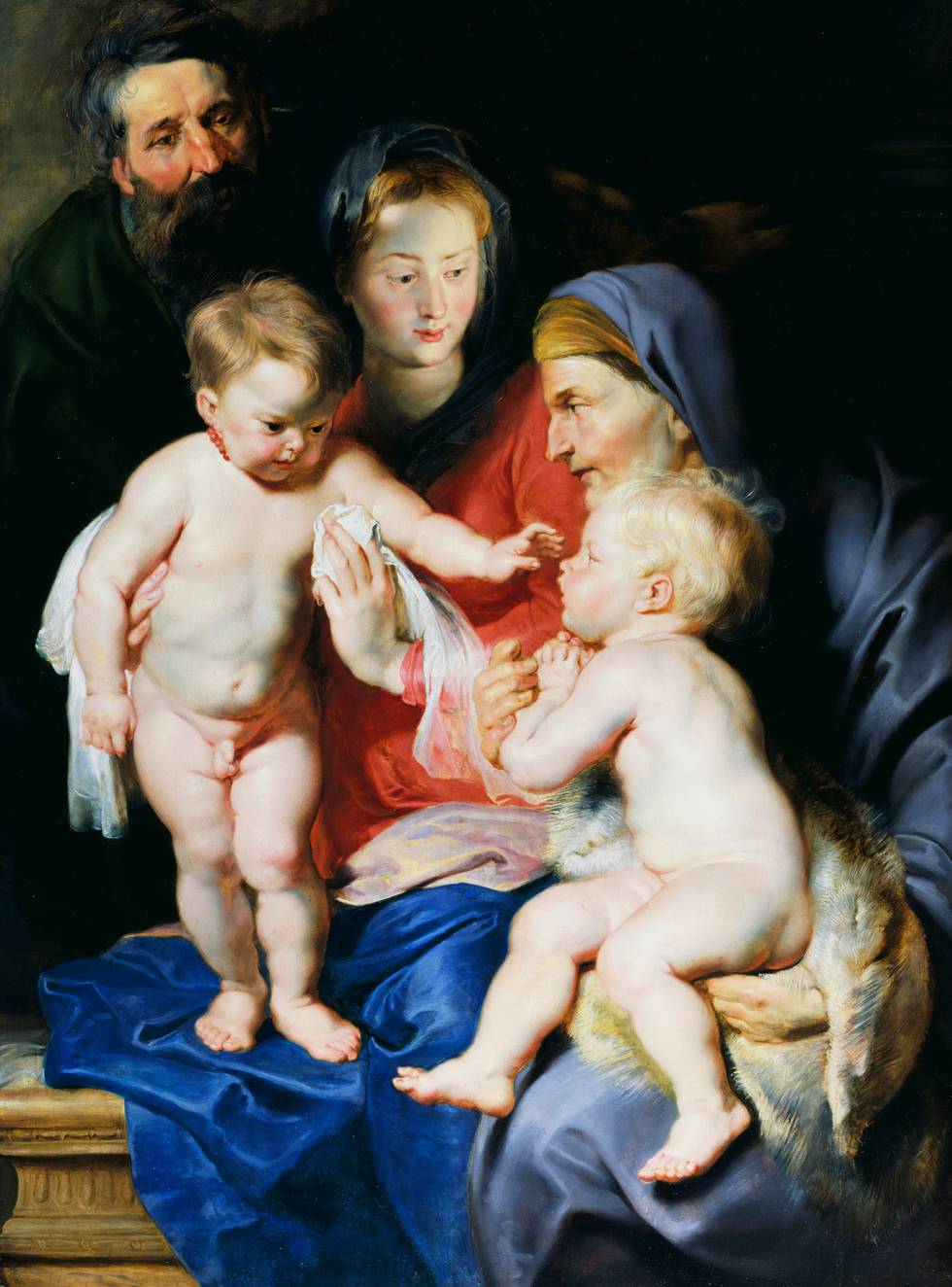 Seventeenth-century painting of the Holy Family with St Elizabeth and St John the Baptist