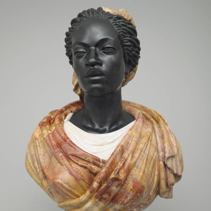 Bust of African women with marble shawl