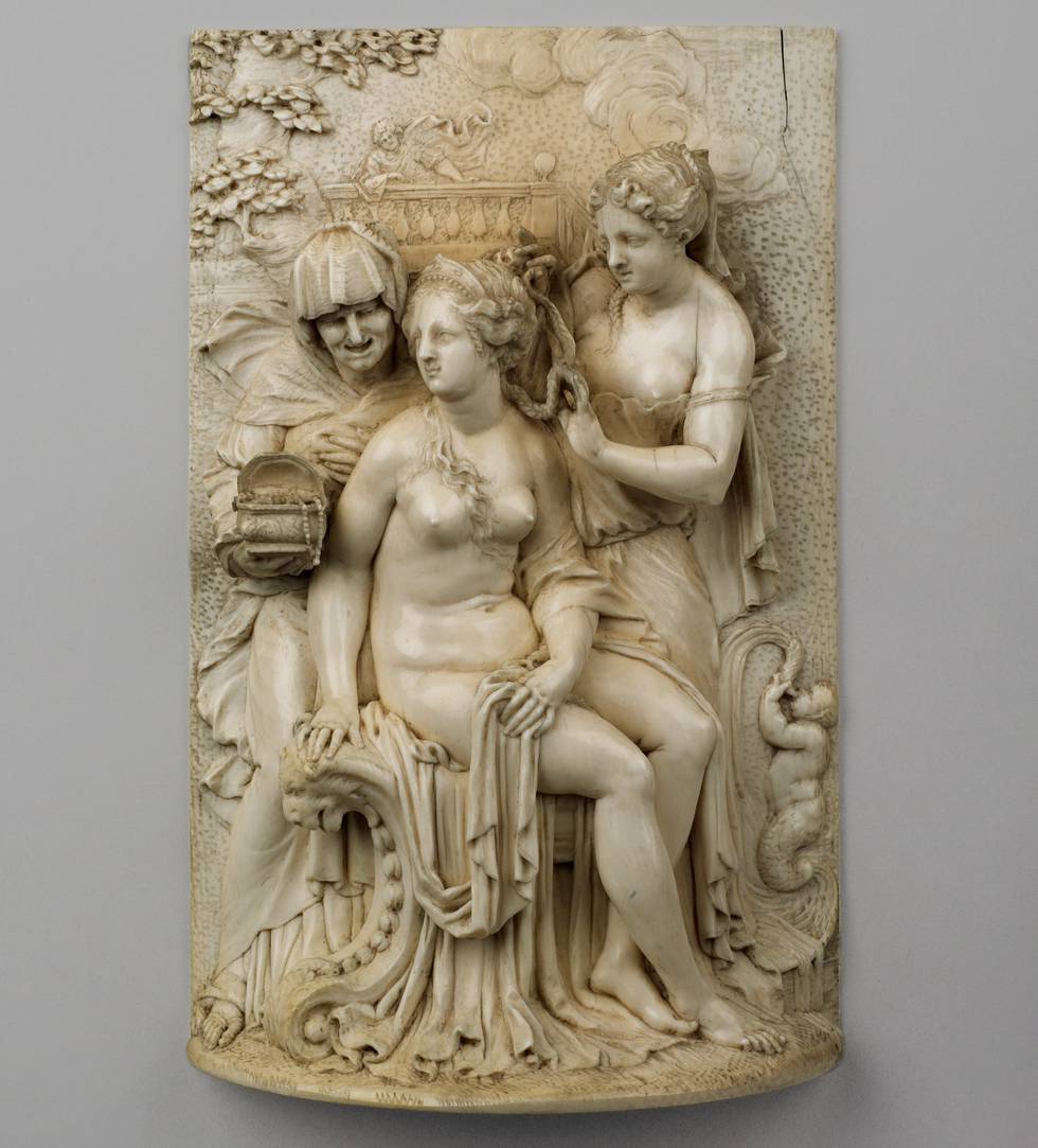 Ivory carving with the Toilet of Bathsheba