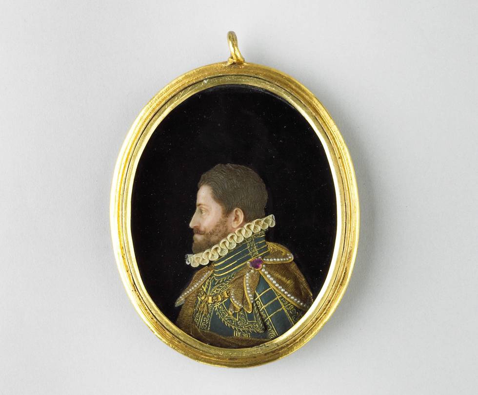 Wax relief portrait of a man in an oval frame