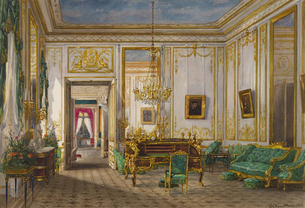 A watercolour of Queen Victoria’s Sitting Room at the Château de Saint-Cloud