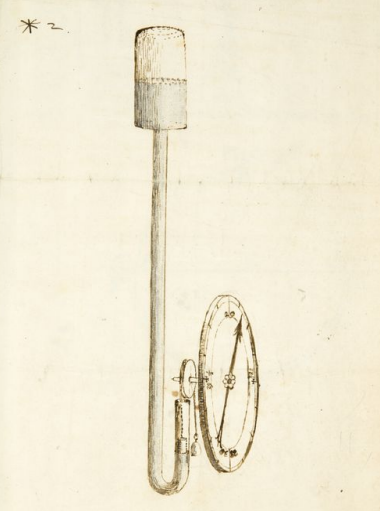 Design for a wheel barometer, Robert Hooke, about 1663. The Royal Society (CLP/20/32). © The Royal Society Archives, London.